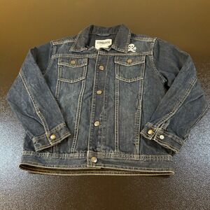 Gymboree Denim Jacket Skull Accent Button Front Dark Wash Blue Youth Medium
